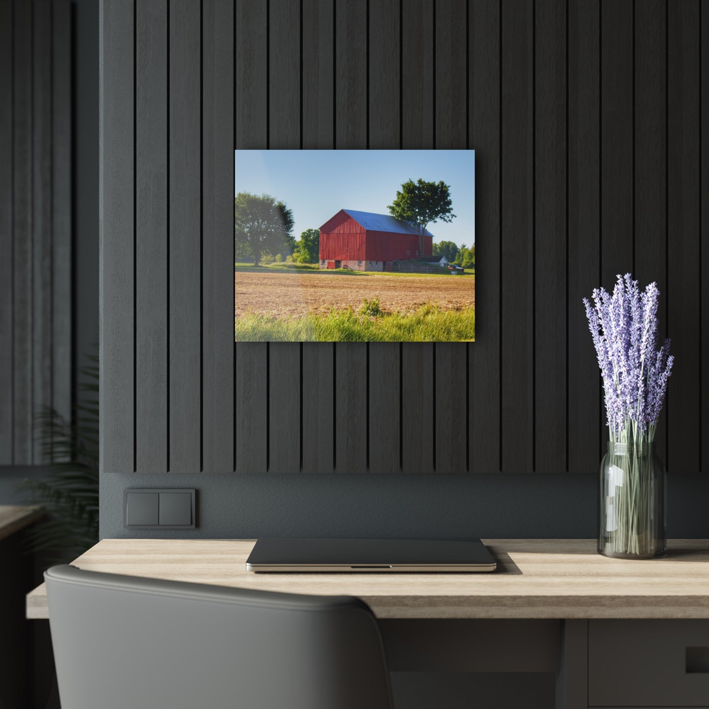 U R There Photography Morris Road Red Rustic Farmhouse Acrylic Wall Print