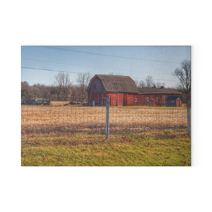 U R There Photography Pratt Road Little Red Rustic Farmhouse Tempered-Glass Cutting Board