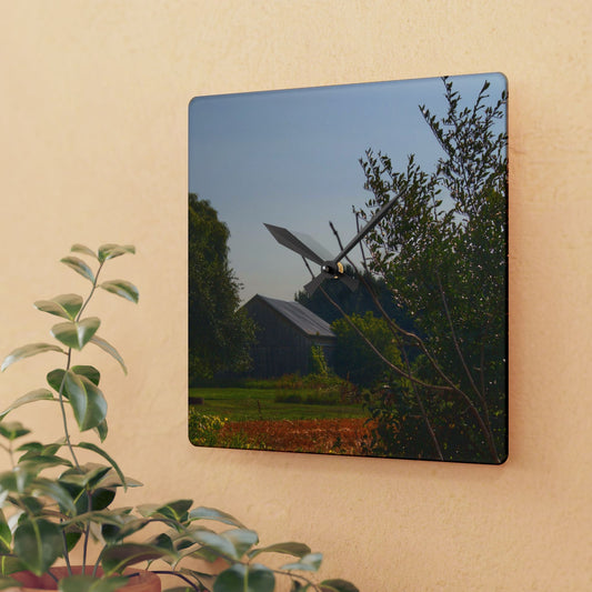 U R There Photography Clifford Hidden Grey Rustic Farmhouse Acrylic Analog Wall Clock