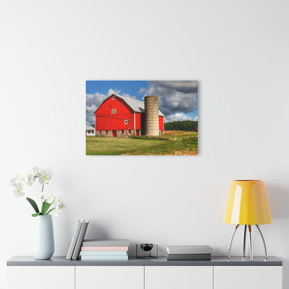 U R There Photography West Brown Road Red and Silo Rustic Farmhouse Acrylic Wall Print