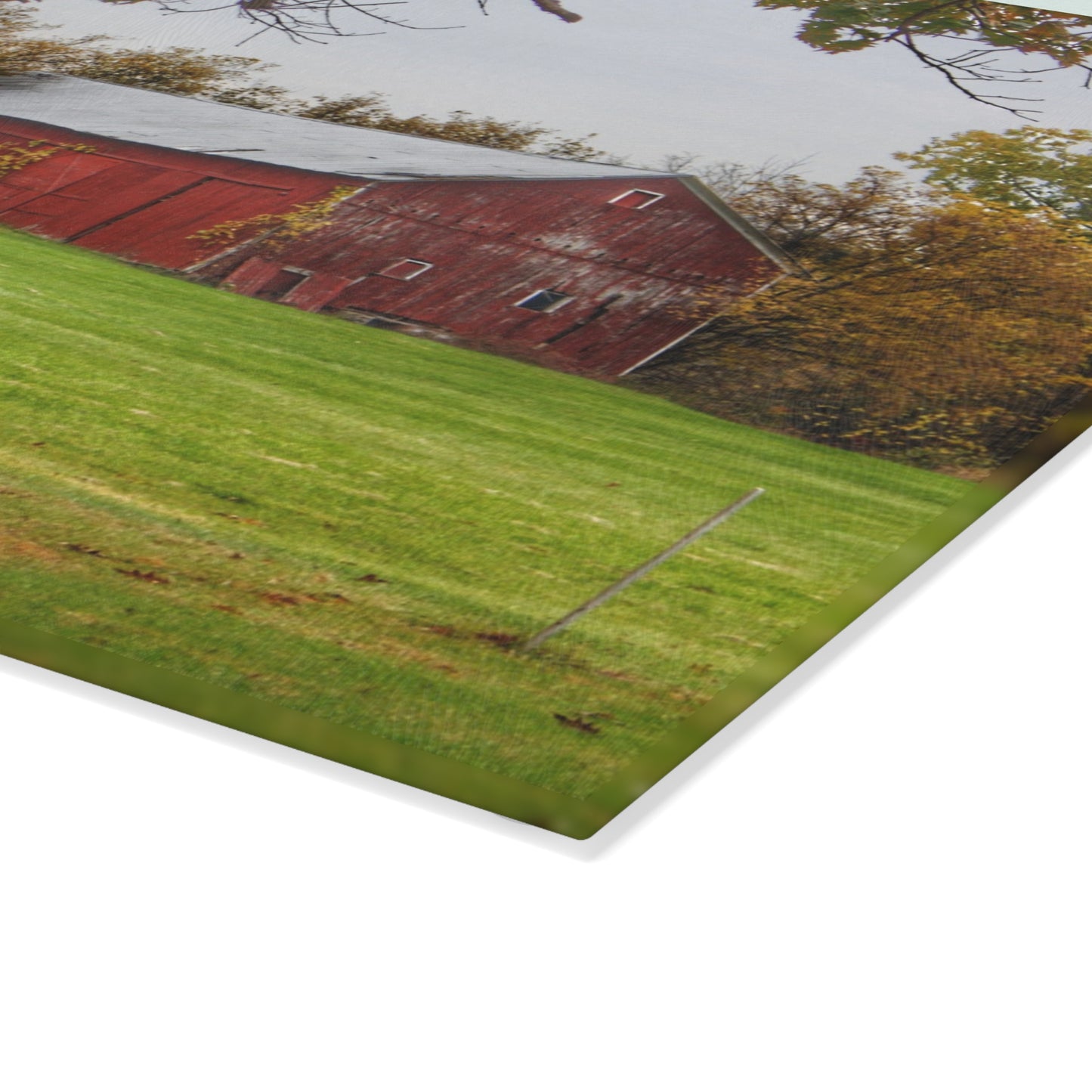 U R There Photography Hill Road Roadside Red Rustic Farmhouse Tempered-Glass Cutting Board