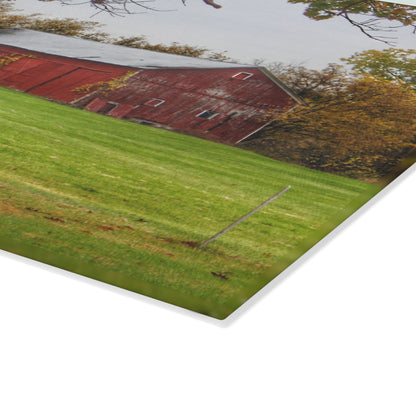 U R There Photography Hill Road Roadside Red Rustic Farmhouse Tempered-Glass Cutting Board