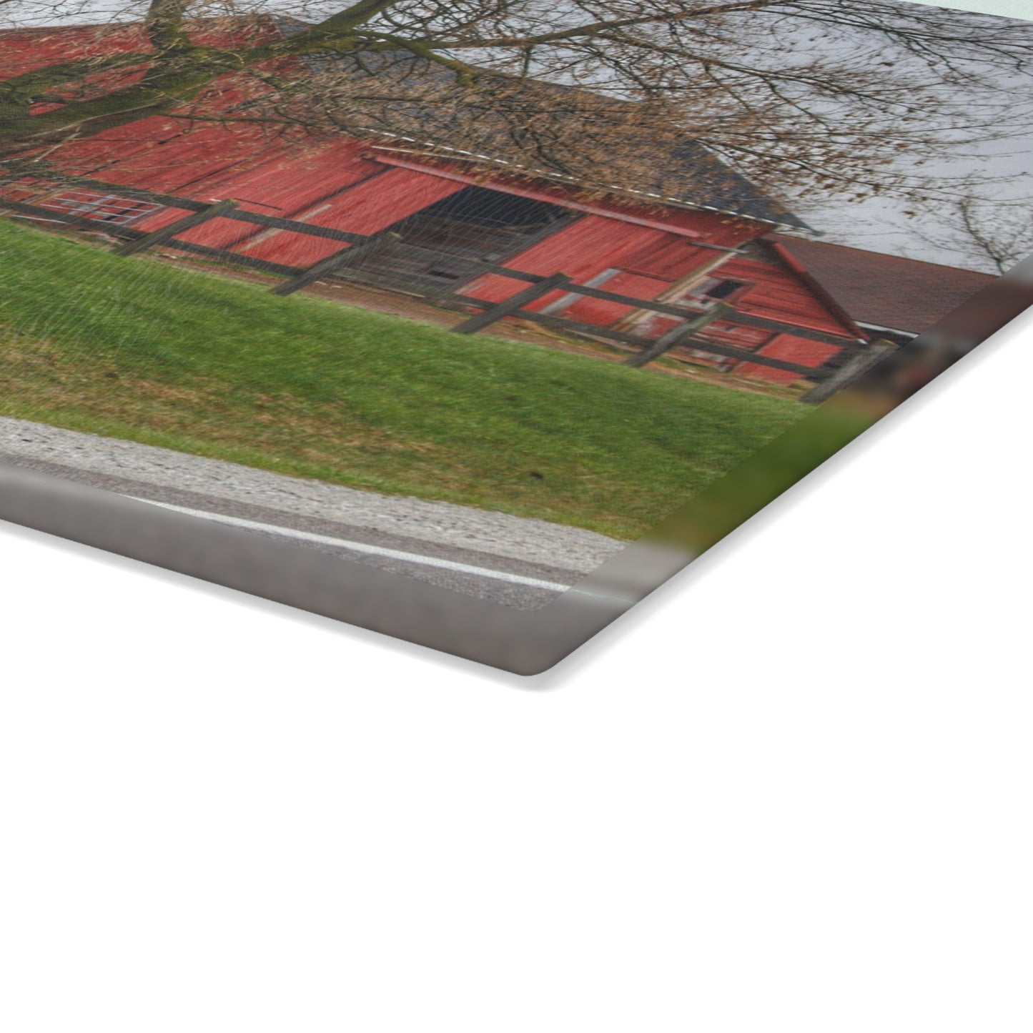 U R There Photography M-21 Roadside Stable I Rustic Farmhouse Tempered-Glass Cutting Board