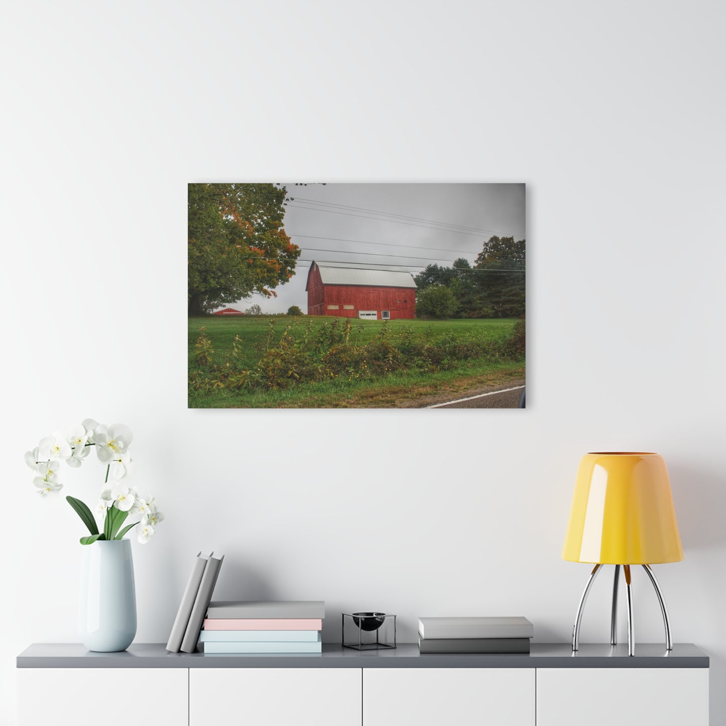 U R There Photography Bronson Lake Road Red Rustic Farmhouse Acrylic Wall Print