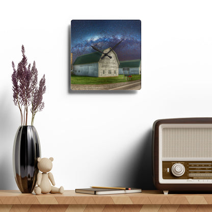 U R There Photography Under the Milky Way Rustic Farmhouse Acrylic Analog Wall Clock