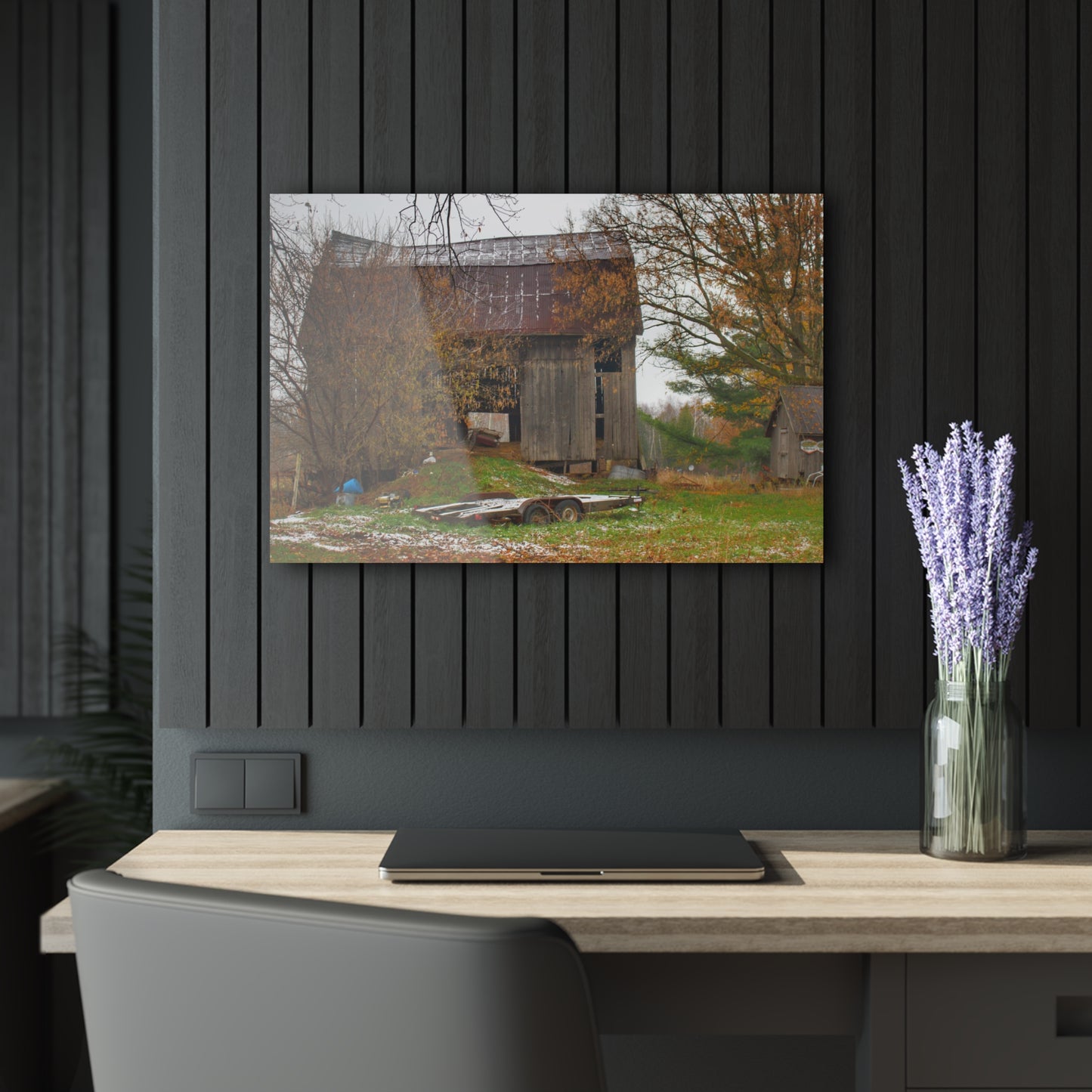 U R There Photography Frenchline Road Old Grey Rustic Farmhouse Acrylic Wall Print