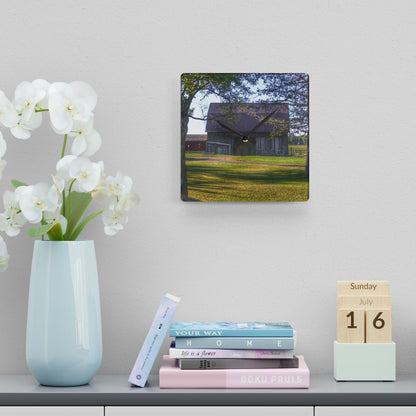 U R There Photography Newark Road Tilted Grey II Rustic Farmhouse Acrylic Analog Wall Clock