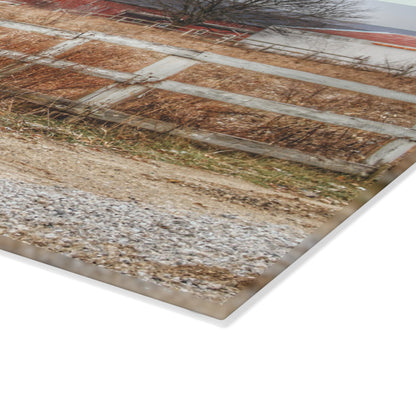 U R There Photography Mound Road Reds Rustic Farmhouse Tempered-Glass Cutting Board