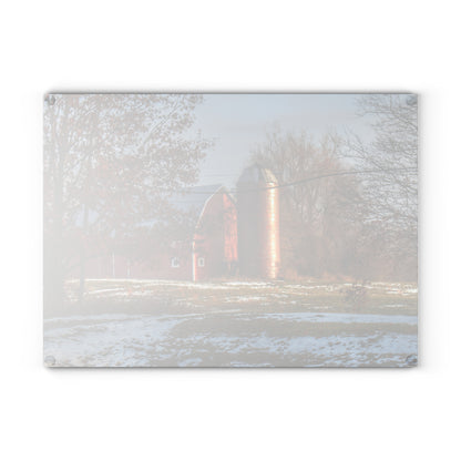 U R There Photography Vienna Road Red Rustic Farmhouse Tempered-Glass Cutting Board