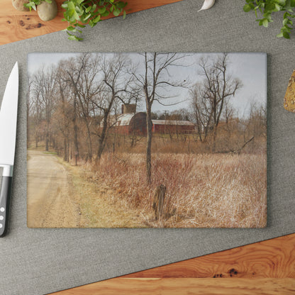 U R There Photography Hough Road Hidden Reds Rustic Farmhouse Tempered-Glass Cutting Board