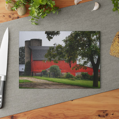 Barn Boutique Rustic Tempered-Glass Cutting Board| Five Lakes Road Red