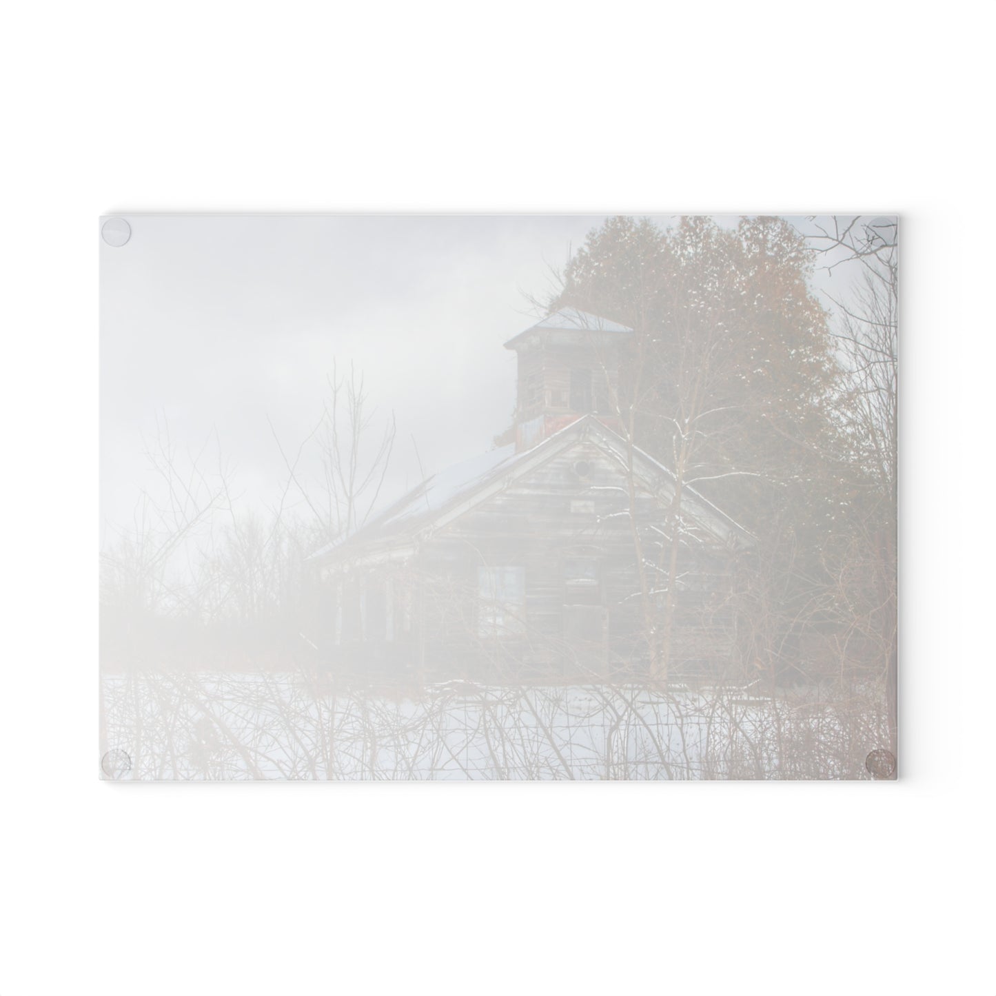 U R There Photography Vermilya Schoolhouse II Rustic Farmhouse Tempered-Glass Cutting Board