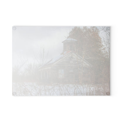 U R There Photography Vermilya Schoolhouse II Rustic Farmhouse Tempered-Glass Cutting Board