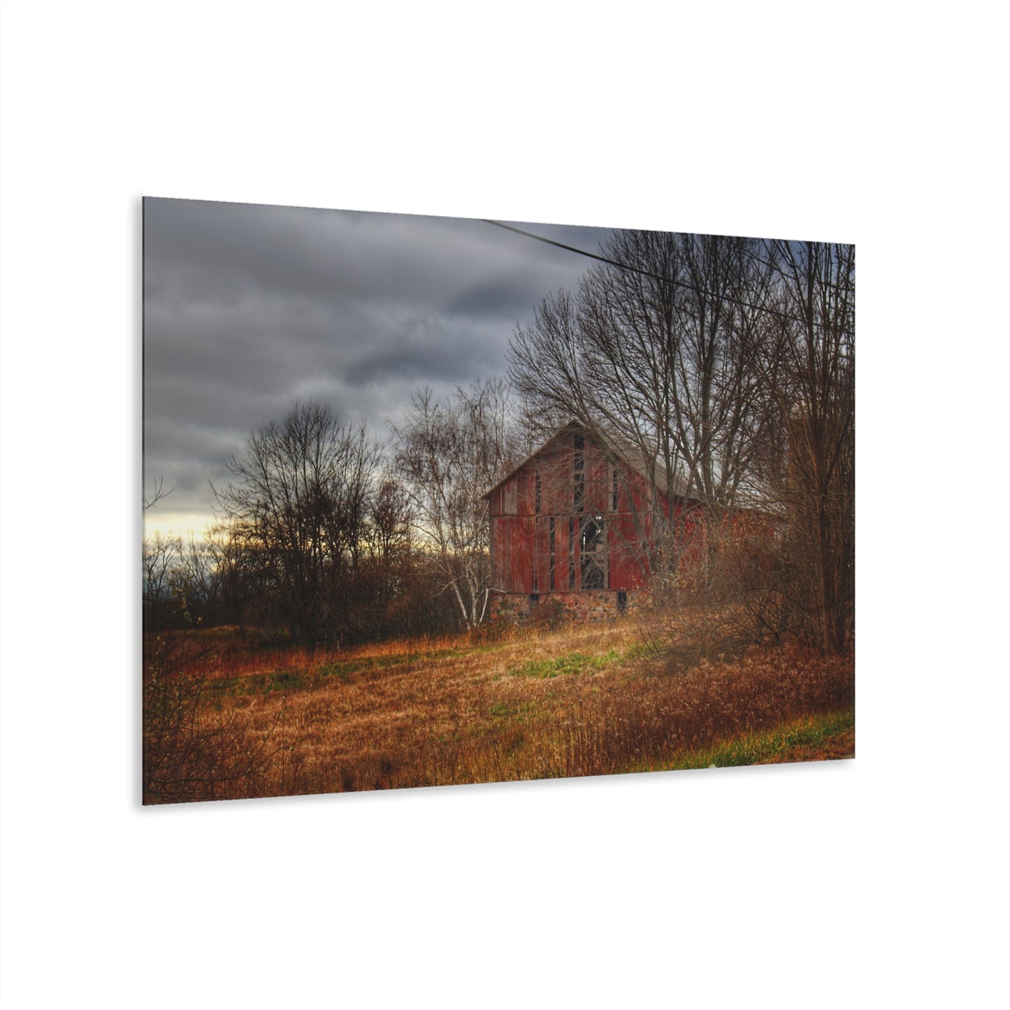 U R There Photography December Fieldstone Red Rustic Farmhouse Acrylic Wall Print