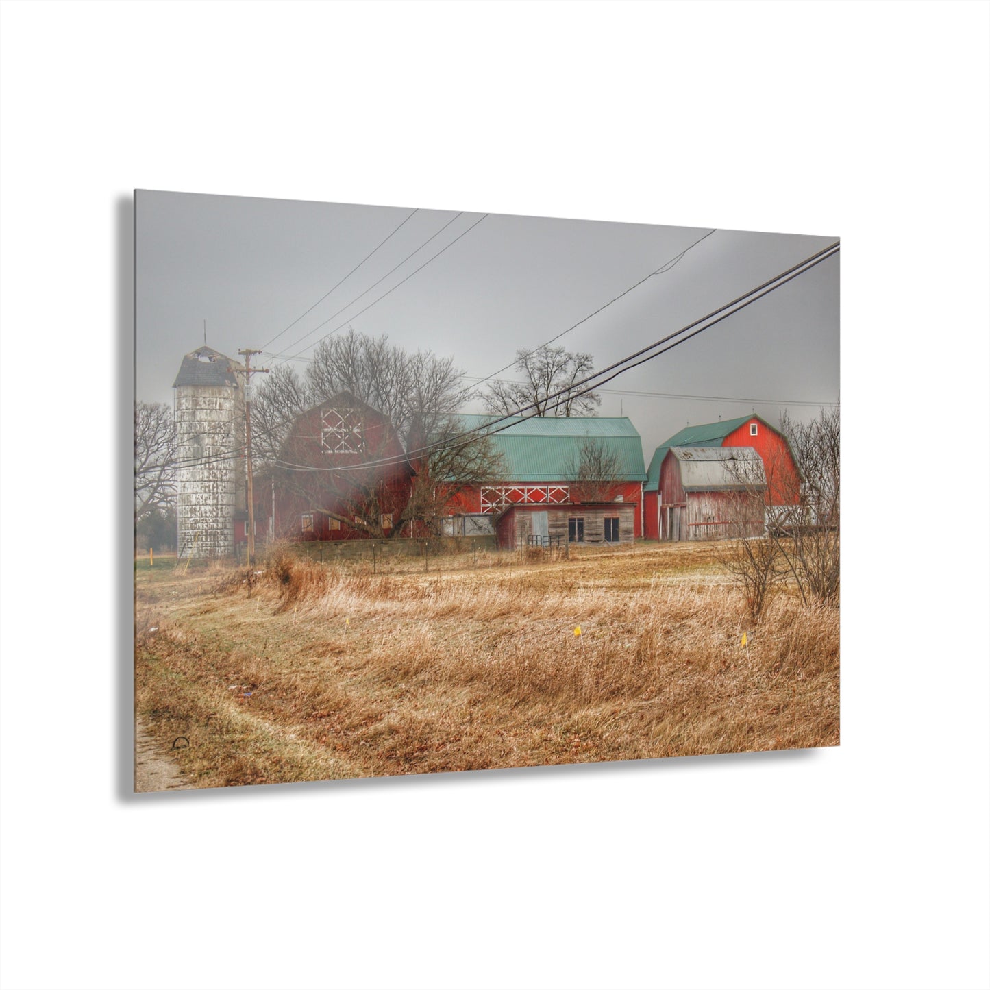 U R There Photography Mound Road Reds and Silo Rustic Farmhouse Acrylic Wall Print