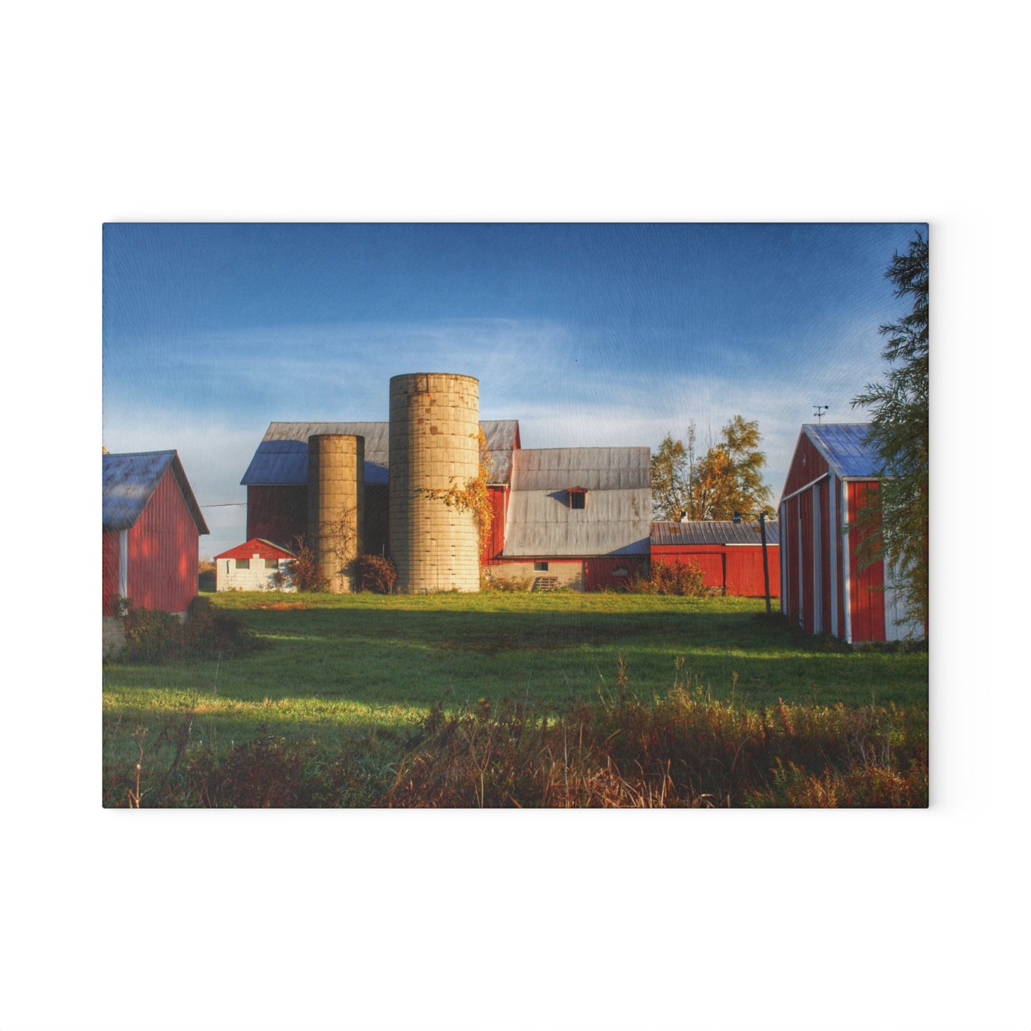 U R There Photography Maynard Road Reds Rustic Farmhouse Tempered-Glass Cutting Board