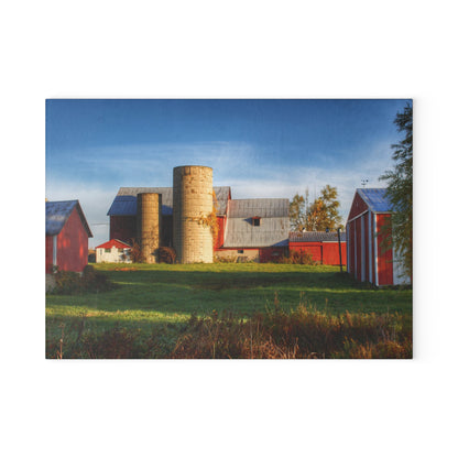 U R There Photography Maynard Road Reds Rustic Farmhouse Tempered-Glass Cutting Board