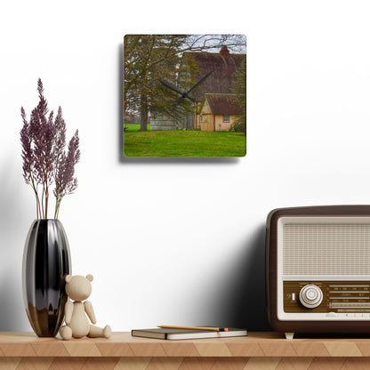 U R There Photography Romeo Van Dyke Grey Rustic Farmhouse Acrylic Analog Wall Clock