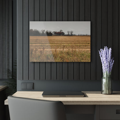 U R There Photography Freiberger Road Grey Across the Field Rustic Farmhouse Acrylic Wall Print