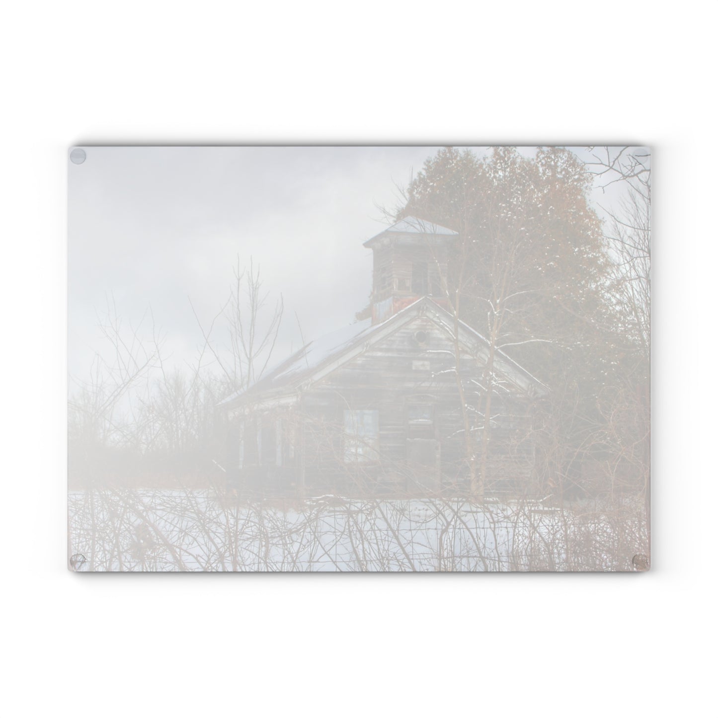 U R There Photography Vermilya Schoolhouse II Rustic Farmhouse Tempered-Glass Cutting Board