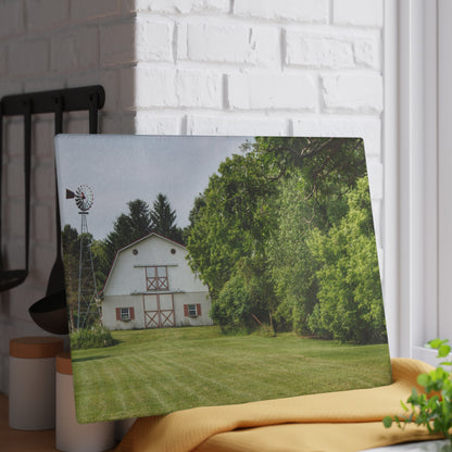 U R There Photography Hunters Creek White Rustic Farmhouse Tempered-Glass Cutting Board