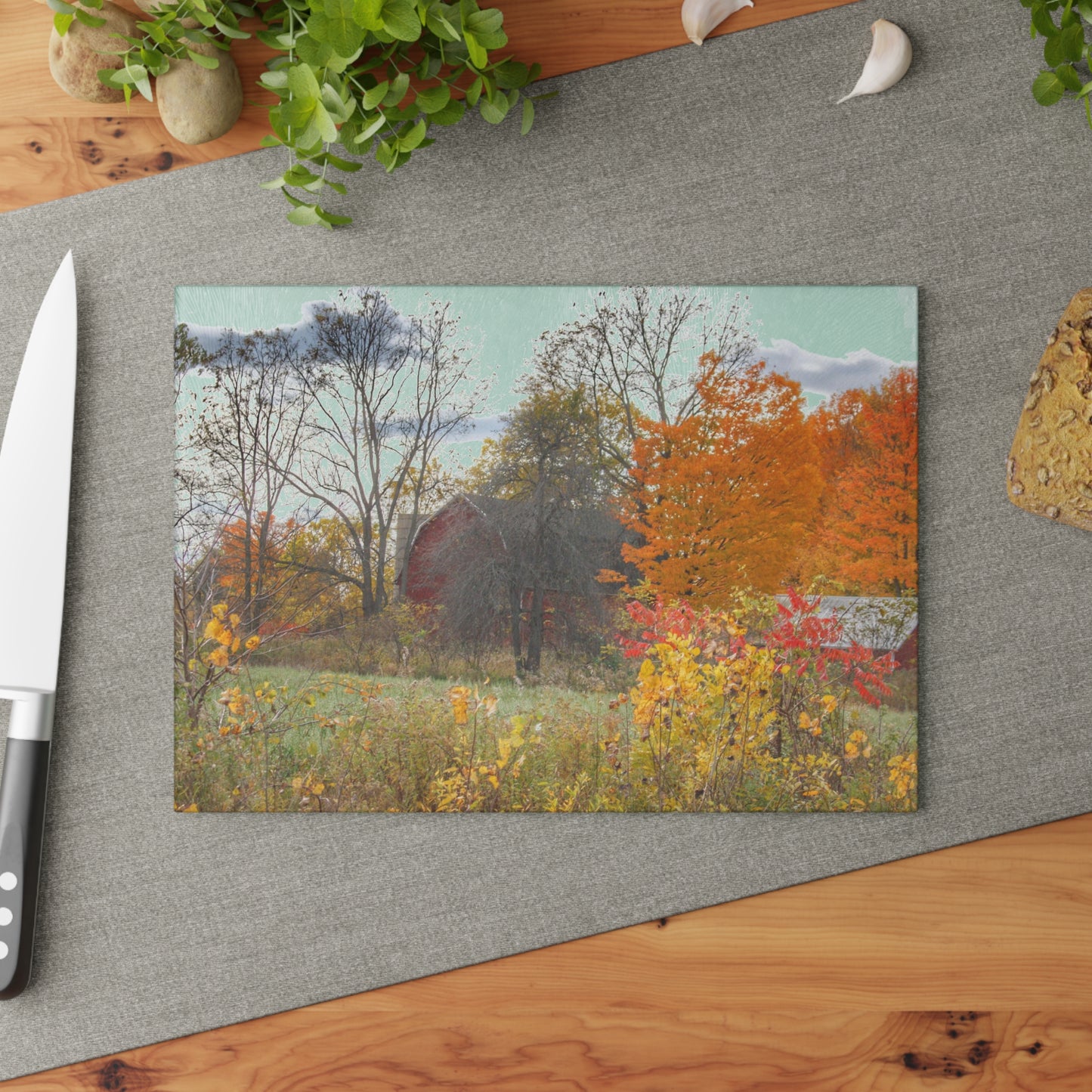 U R There Photography Bowers Hidden Red Rustic Farmhouse Tempered-Glass Cutting Board