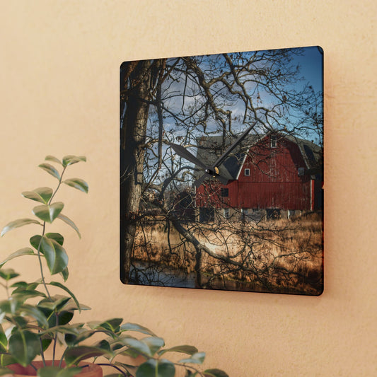 U R There Photography Greenwood Road Hidden Rustic Farmhouse Acrylic Analog Wall Clock