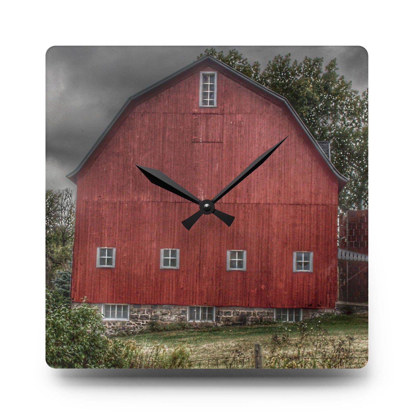 Barn Boutique Rustic Acrylic Analog Wall Clock| Vassar Road Red II