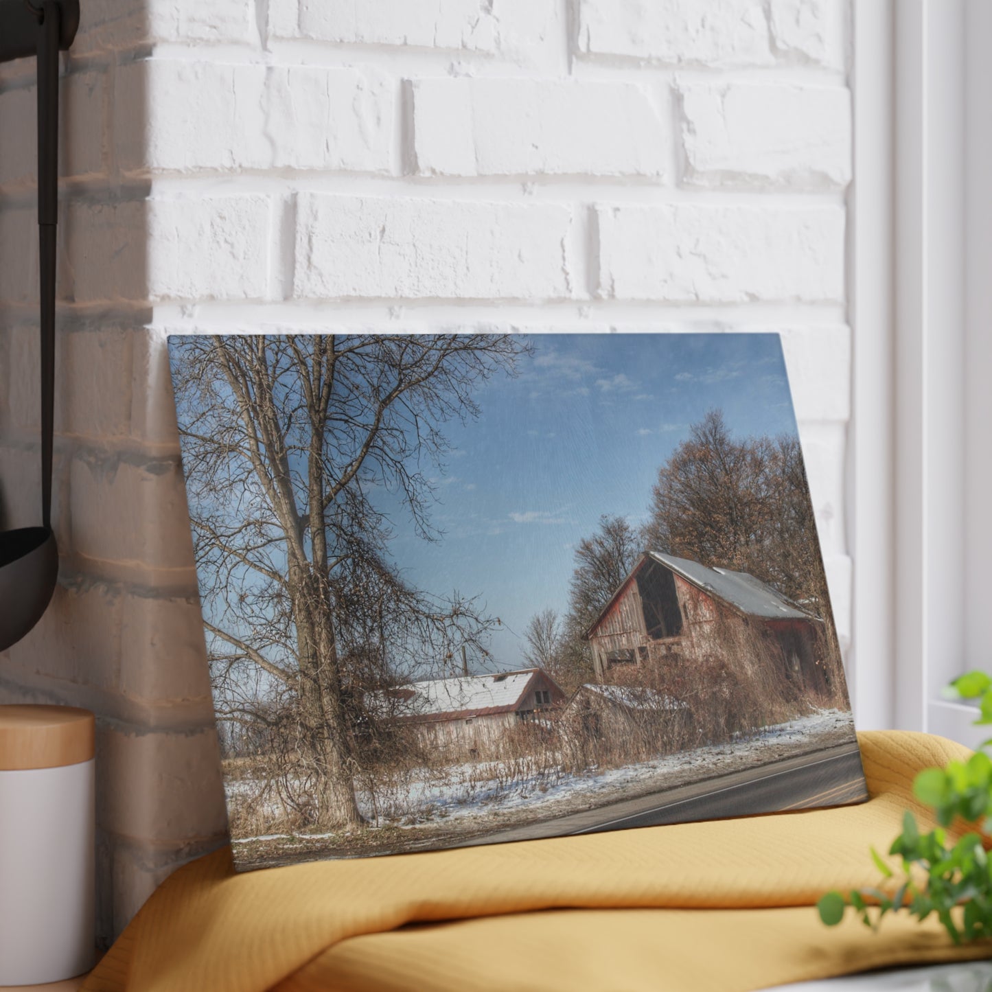 U R There Photography Almont Van Dyke Red I Rustic Farmhouse Tempered-Glass Cutting Board