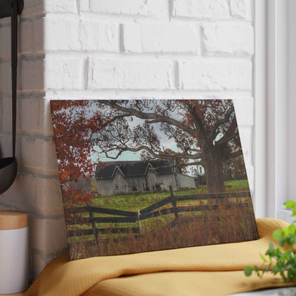 U R There Photography Green Road Grey Beyond the Oak Rustic Farmhouse Tempered-Glass Cutting Board