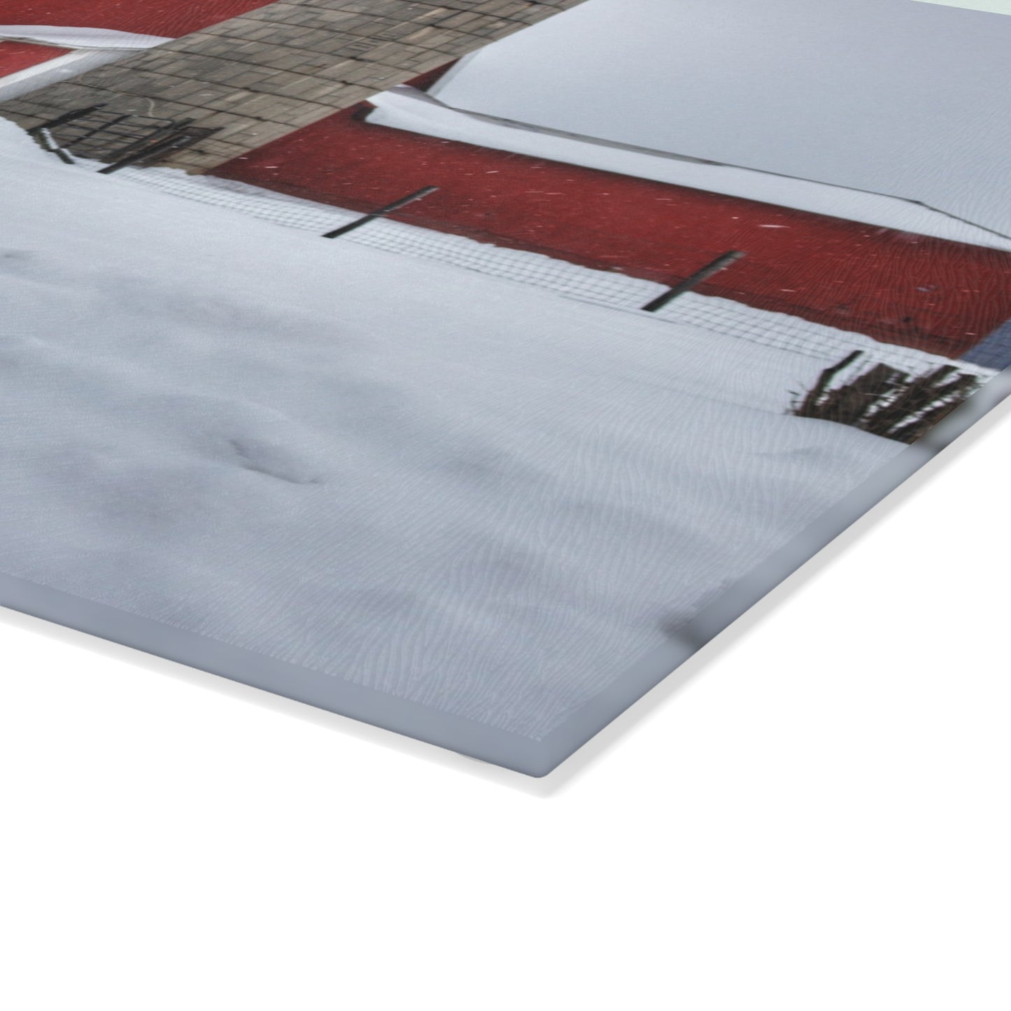 U R There Photography South Elba Block Red Rustic Farmhouse Tempered-Glass Cutting Board