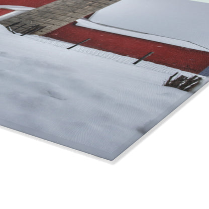 U R There Photography South Elba Block Red Rustic Farmhouse Tempered-Glass Cutting Board