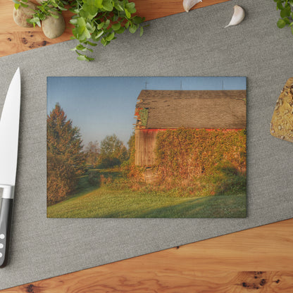 U R There Photography Bearanger Road Red Rustic Farmhouse Tempered-Glass Cutting Board