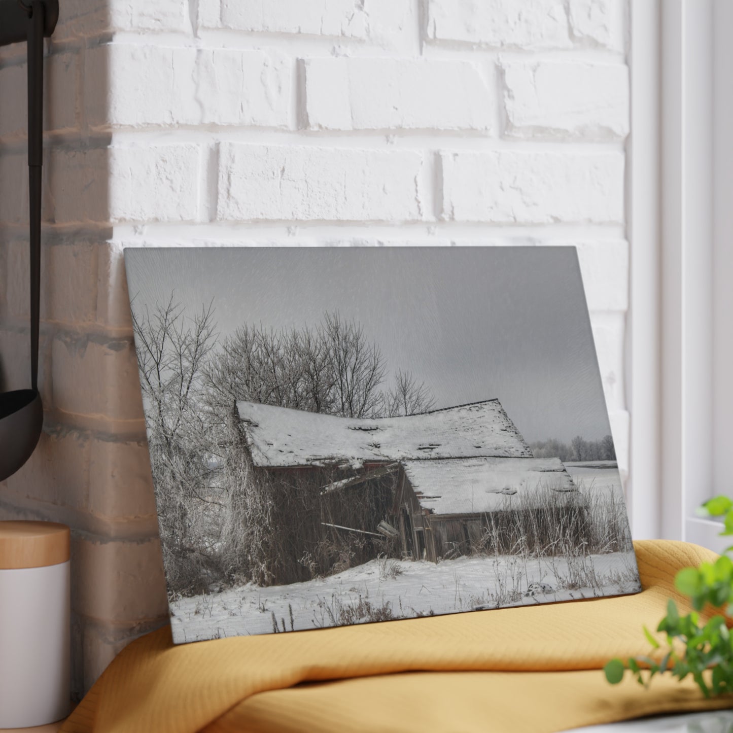 U R There Photography Grey Shacks of Mayville Rustic Farmhouse Tempered-Glass Cutting Board