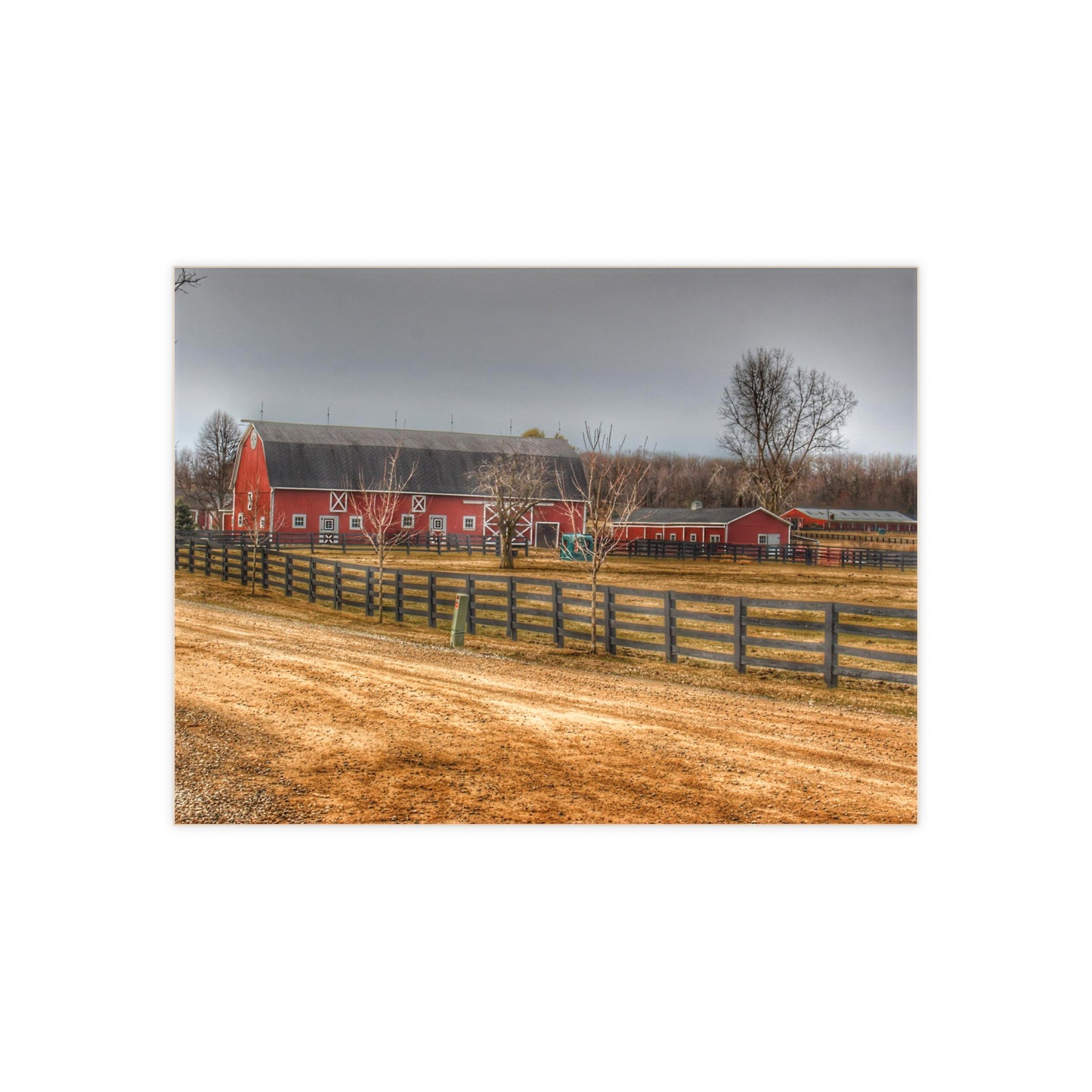 U R There Photography Barber Road Farm II Rustic Farmhouse Decorative Ceramic Tile 6" × 8" Glossy