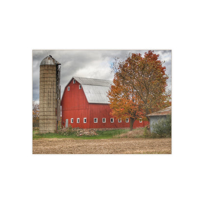 U R There Photography Brigham Road Red Rustic Farmhouse Decorative Ceramic Tile 6" × 8" Glossy