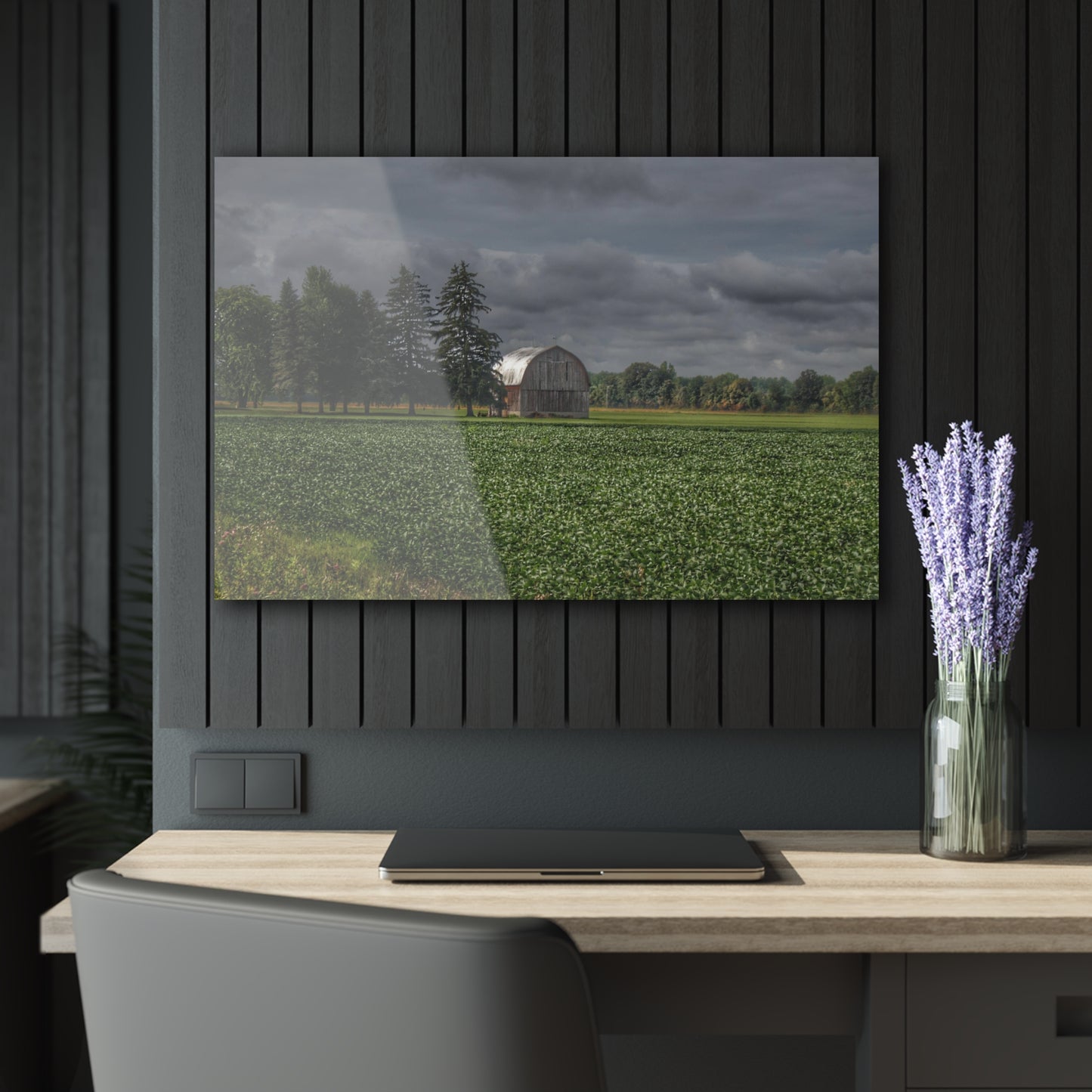U R There Photography Belsay Grey Among the Pines Rustic Farmhouse Acrylic Wall Print