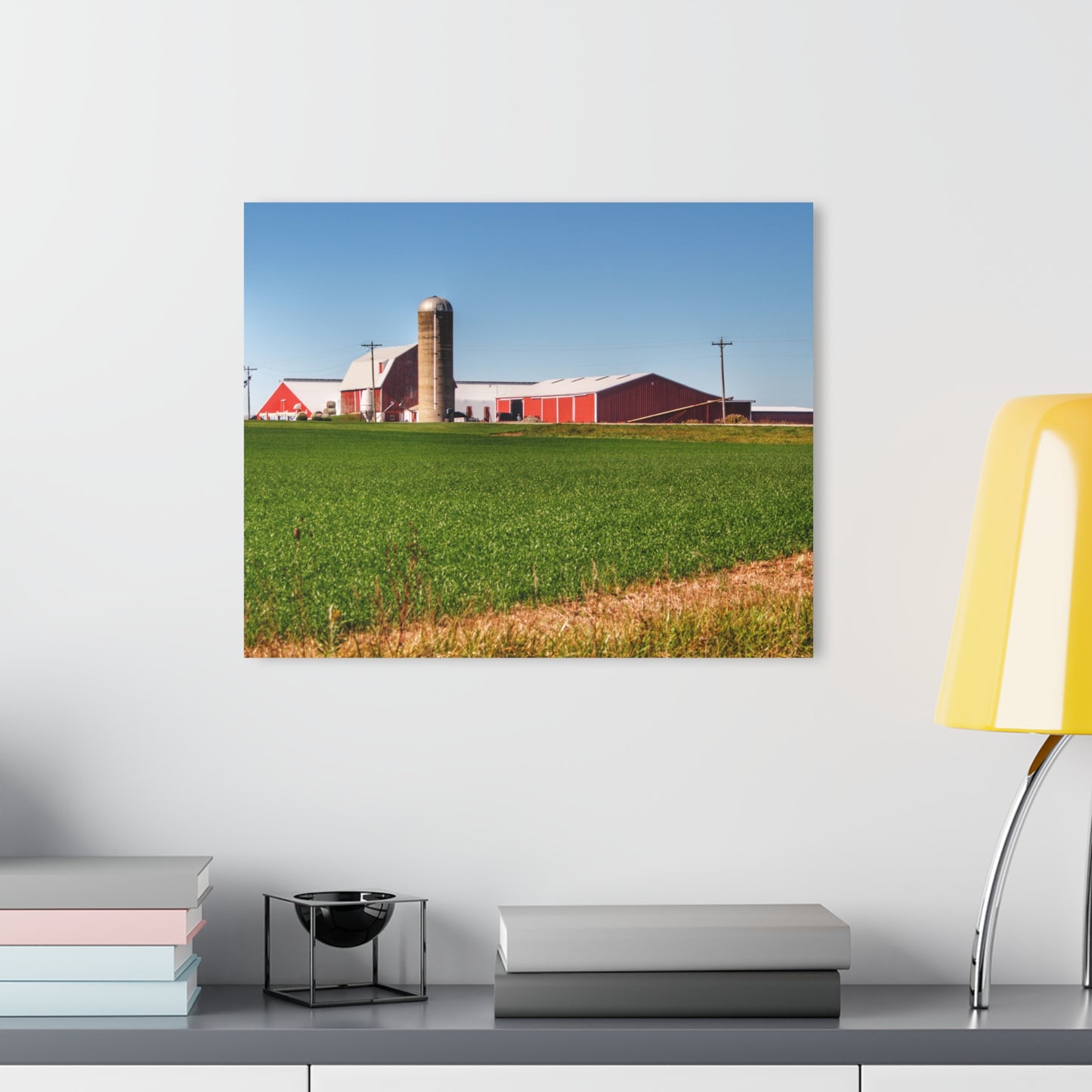 U R There Photography Pattison Road Farm Across the Field I Rustic Farmhouse Acrylic Wall Print