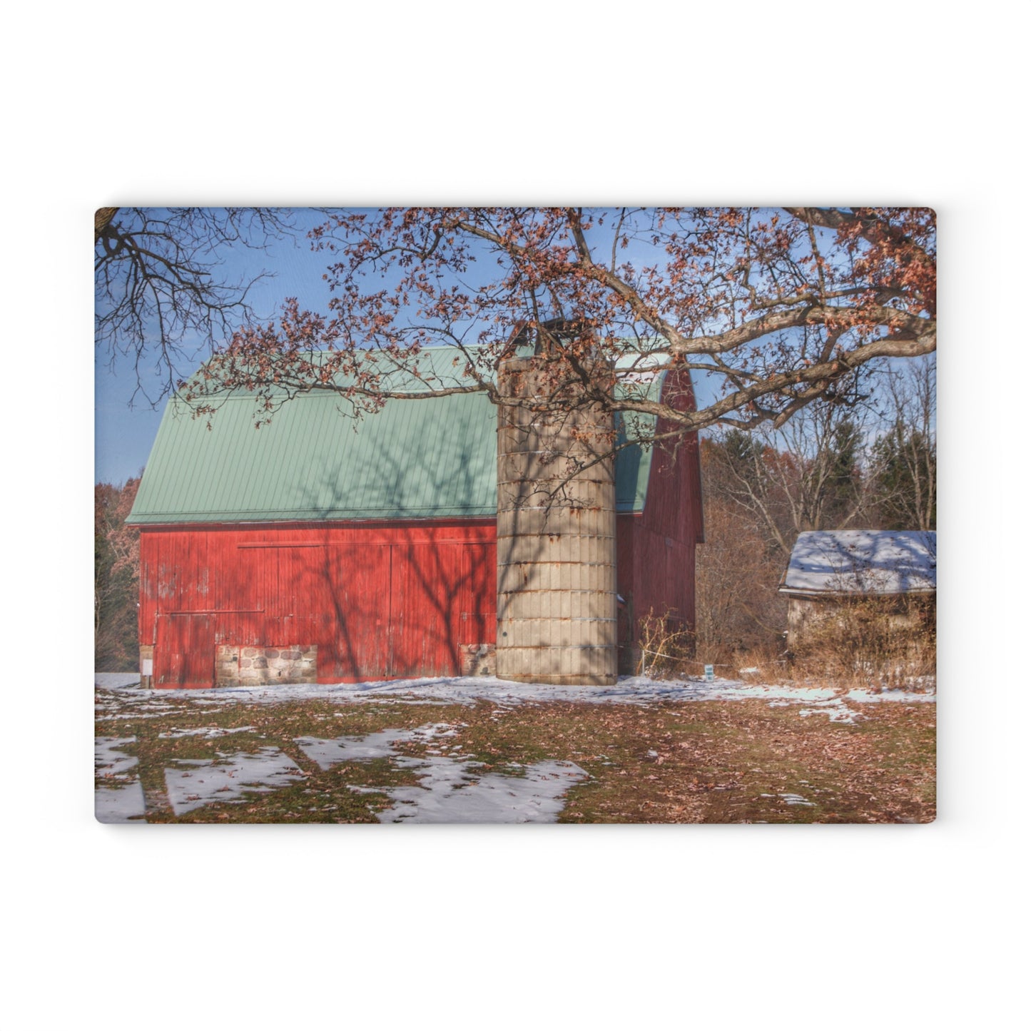 U R There Photography Webster Road Red II Rustic Farmhouse Tempered-Glass Cutting Board