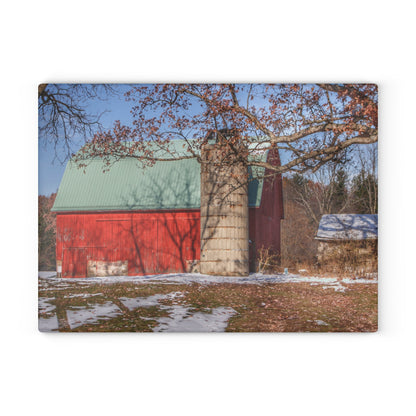 U R There Photography Webster Road Red II Rustic Farmhouse Tempered-Glass Cutting Board