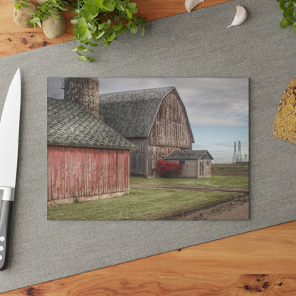 U R There Photography Roedel Roadside Reds III Rustic Farmhouse Tempered-Glass Cutting Board