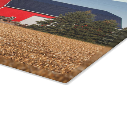 U R There Photography Kirk Road Modern Red Rustic Farmhouse Tempered-Glass Cutting Board