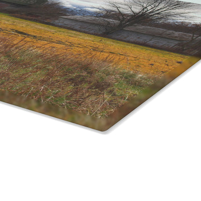 U R There Photography Fields of Golden Clover Rustic Farmhouse Tempered-Glass Cutting Board