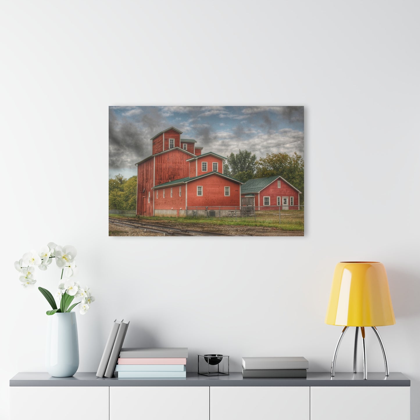 U R There Photography Aside the Tracks in Clifford Rustic Farmhouse Acrylic Wall Print