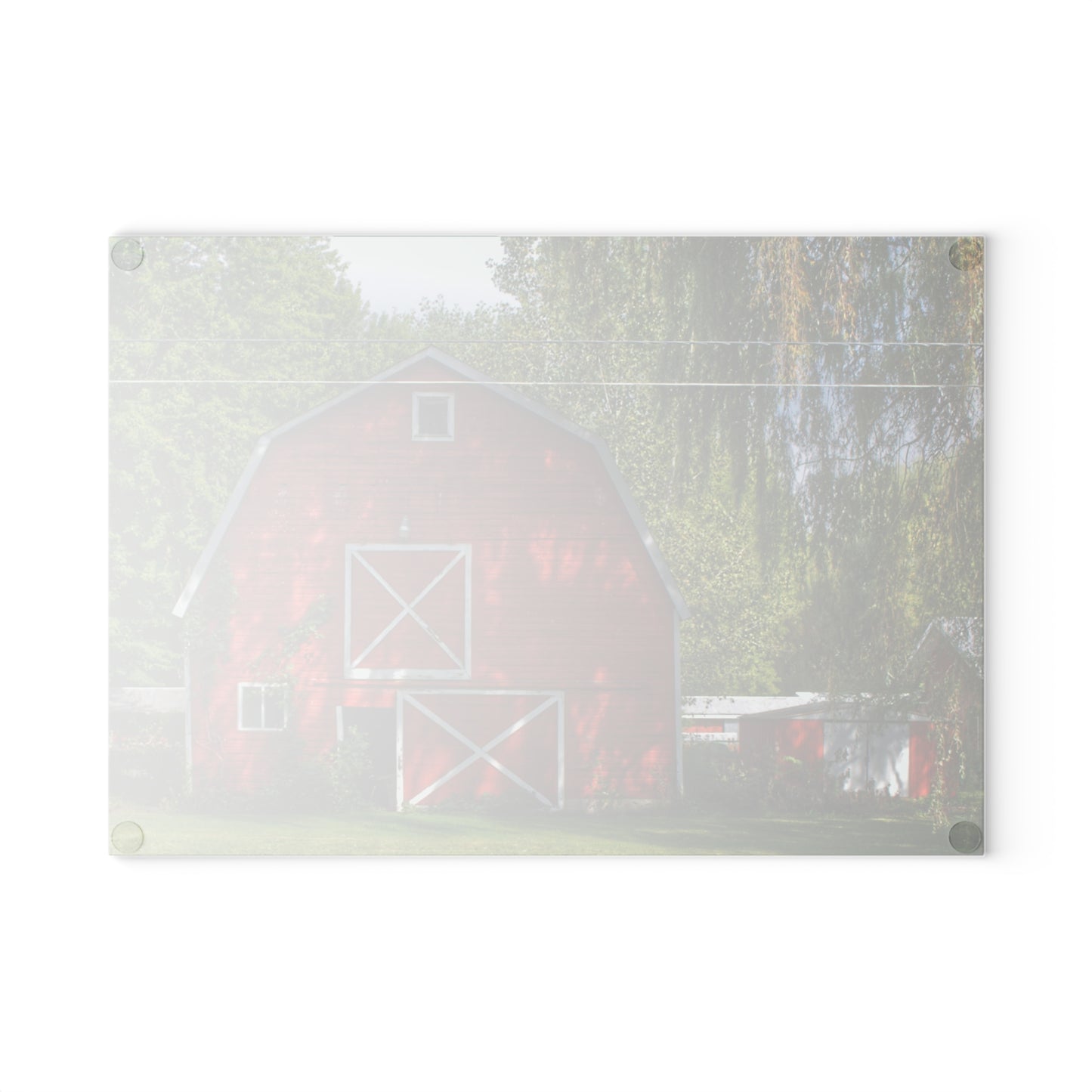 U R There Photography Henderson Road Red Rustic Farmhouse Tempered-Glass Cutting Board