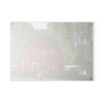 U R There Photography Henderson Road Red Rustic Farmhouse Tempered-Glass Cutting Board