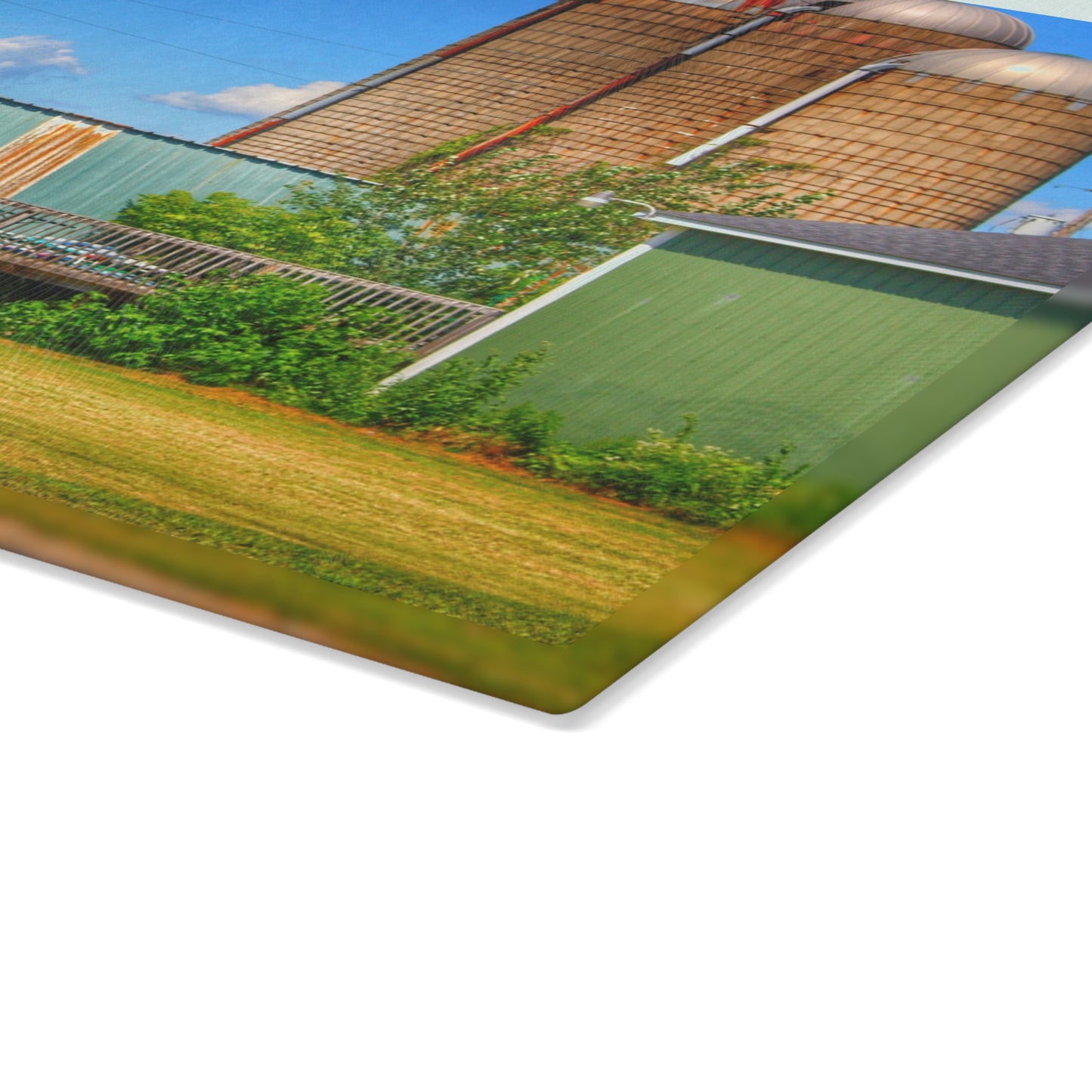 U R There Photography Morrish Road Silos I Rustic Farmhouse Tempered-Glass Cutting Board