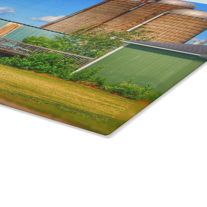 U R There Photography Morrish Road Silos I Rustic Farmhouse Tempered-Glass Cutting Board