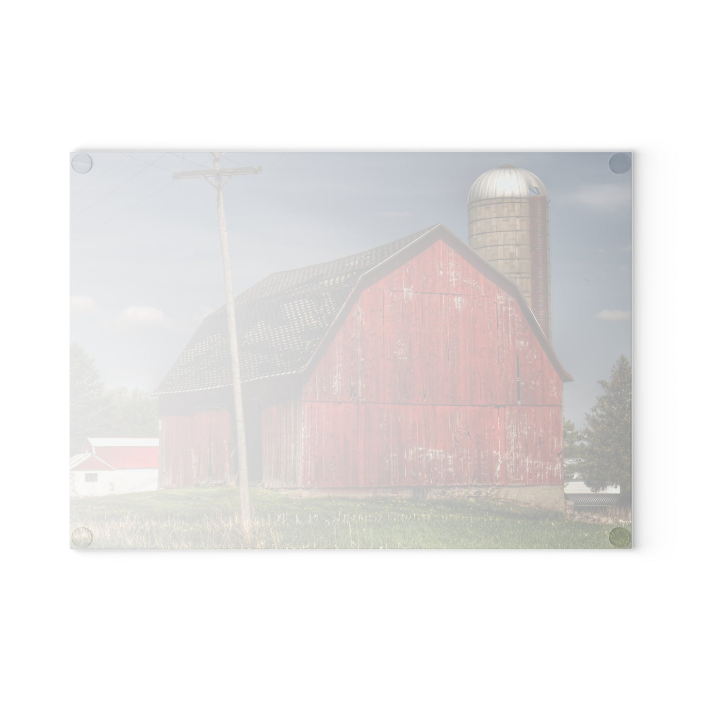 U R There Photography Hollenbeck Road Red II Rustic Farmhouse Tempered-Glass Cutting Board