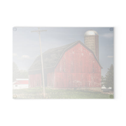 U R There Photography Hollenbeck Road Red II Rustic Farmhouse Tempered-Glass Cutting Board